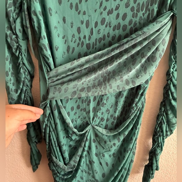 Free People Katana Green Animal Print Mini Dress XL - Picture 11 of 14